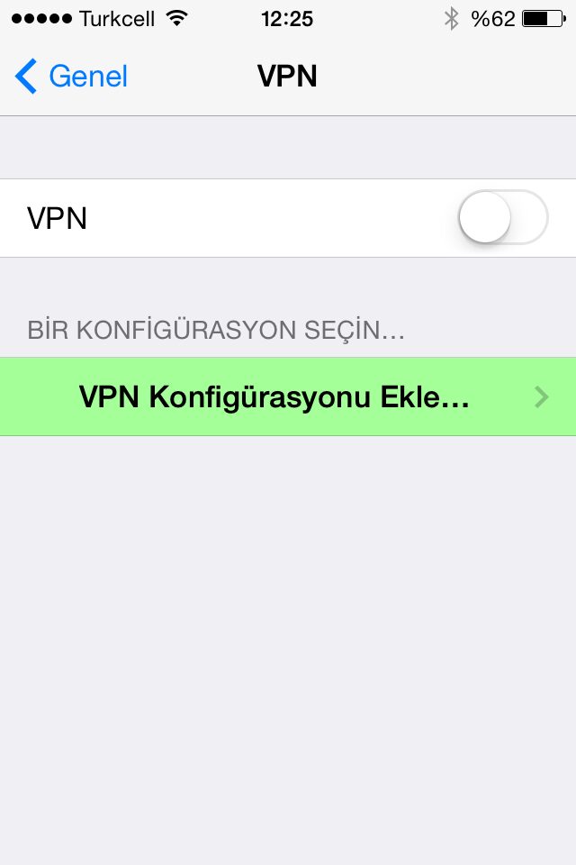 VPN konfigürasyonu ekle
